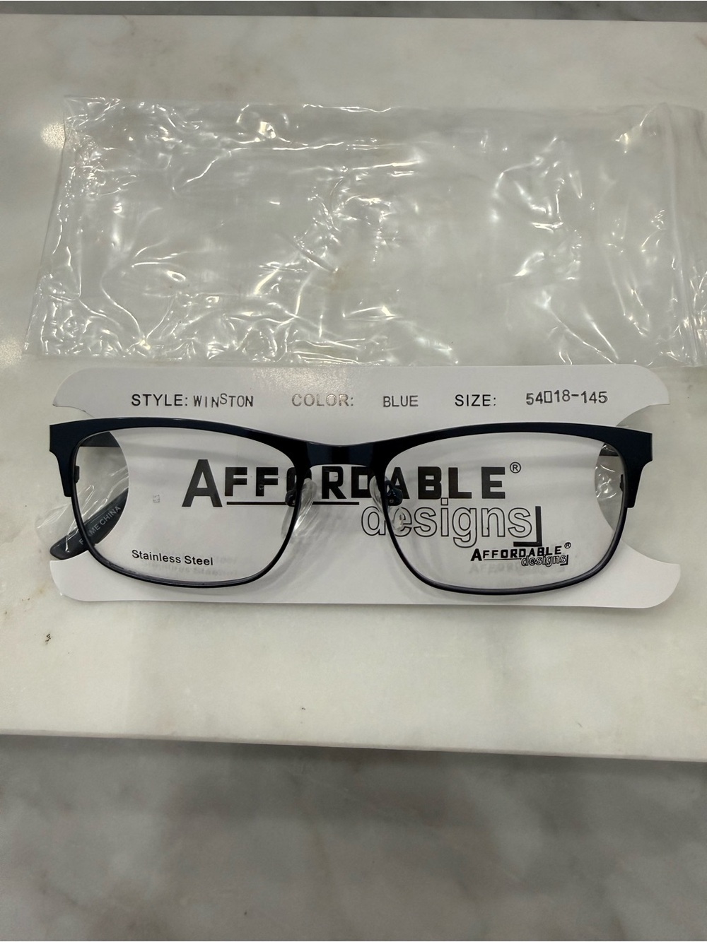 Affordable Design Winston Men's Blue Metal Frame Glasses